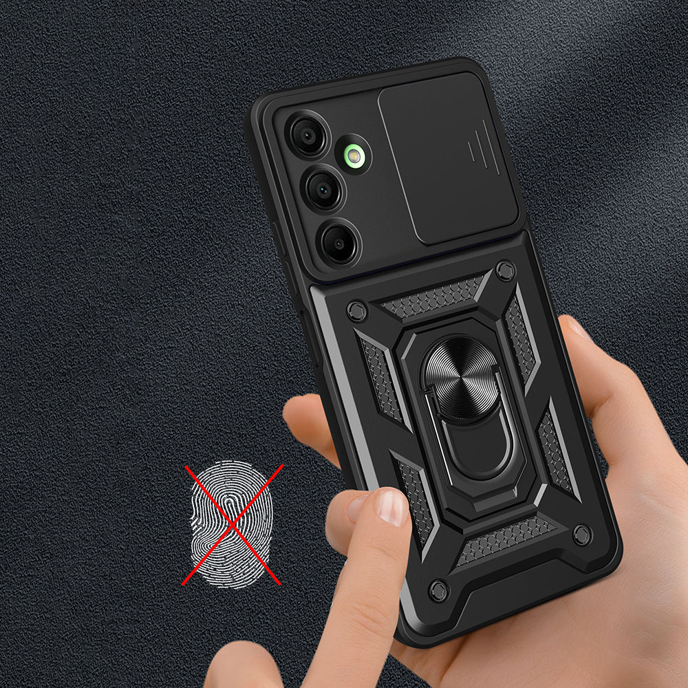 Galaxy A16 Kılıf Magnetik Standlı Kamera Korumalı Zore Sürgülü Vega Kapak Mavi