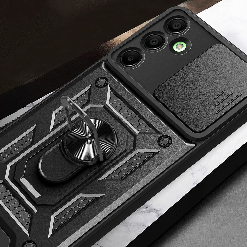 Galaxy A16 Kılıf Magnetik Standlı Kamera Korumalı Zore Sürgülü Vega Kapak Mavi