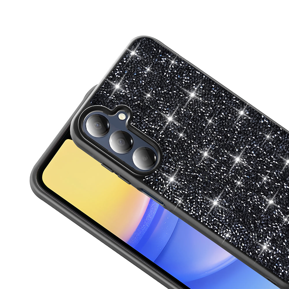 Galaxy A16 Kılıf Parlak Taşlı Tasarım Zore Pırlanta Kapak Siyah