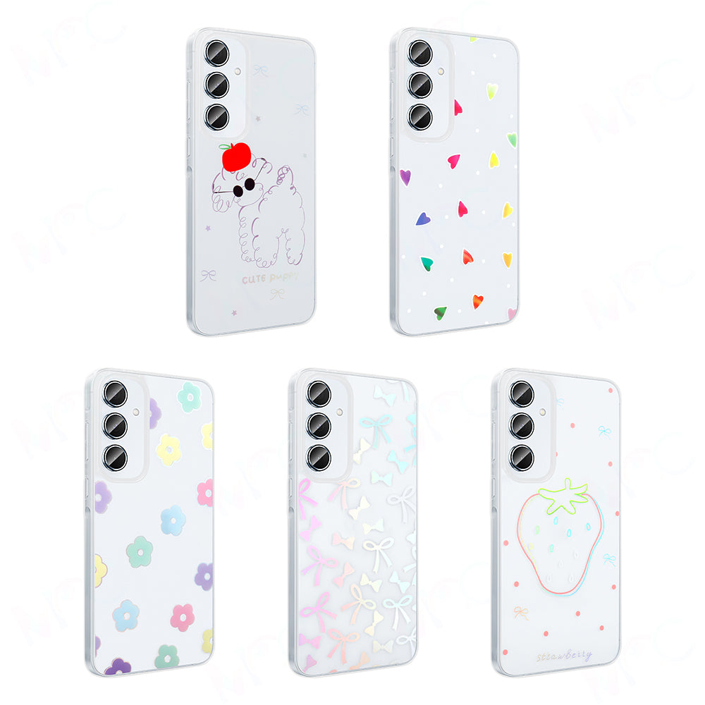 Galaxy A16 Kılıf Şeffaf Figürlü Zore Folk Sert Kapak Çilek