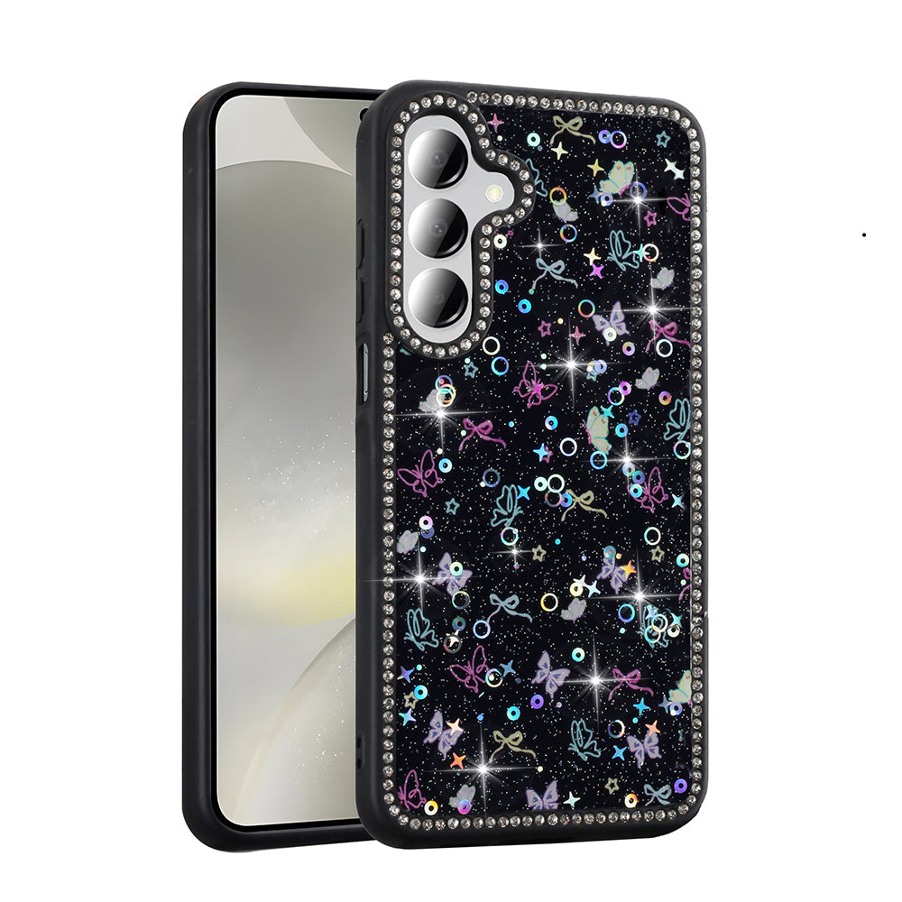 Galaxy A16 Kılıf Taşlı ve Simli Tasarım Zore Azra Kapak Siyah