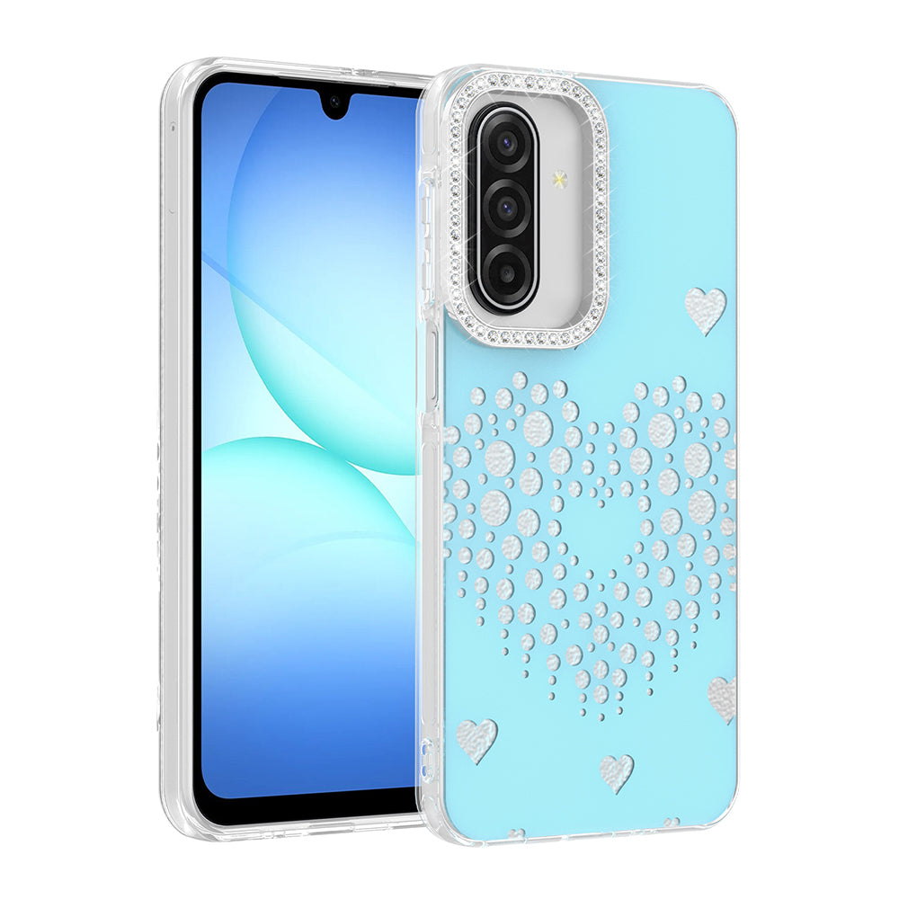 Galaxy A17 Kılıf Damla Taşlı Zore Rivas Sert PC Kapak Mavi