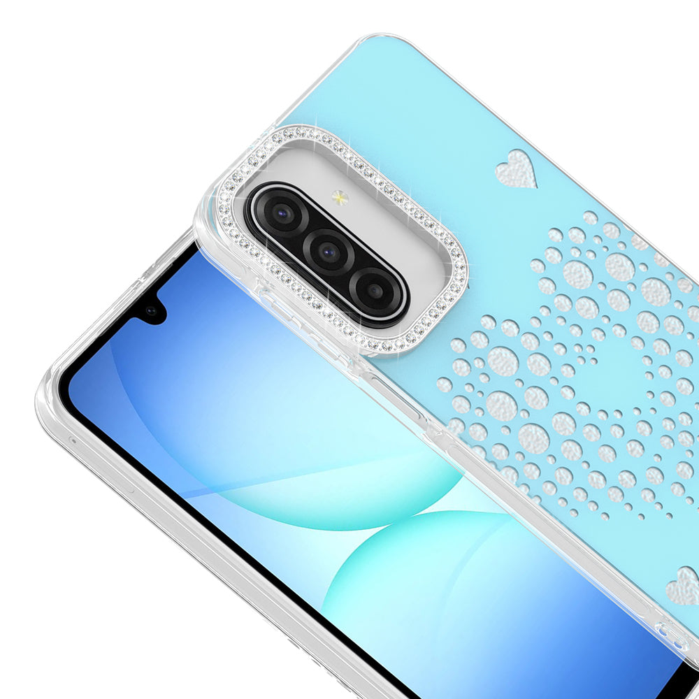 Galaxy A17 Kılıf Damla Taşlı Zore Rivas Sert PC Kapak Mavi