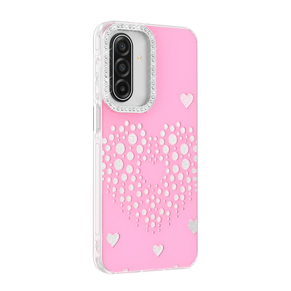Galaxy A17 Kılıf Damla Taşlı Zore Rivas Sert PC Kapak Pembe
