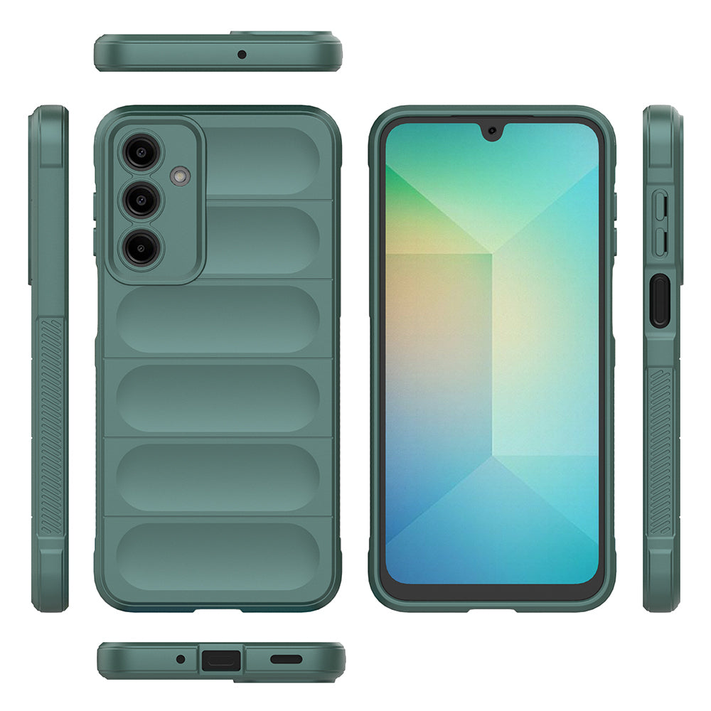 Galaxy A17 Kılıf Esnek TPU Oyuklu Arka Yüzey Tasarımlı Zore Etnik Silikon Kapak Koyu Yeşil