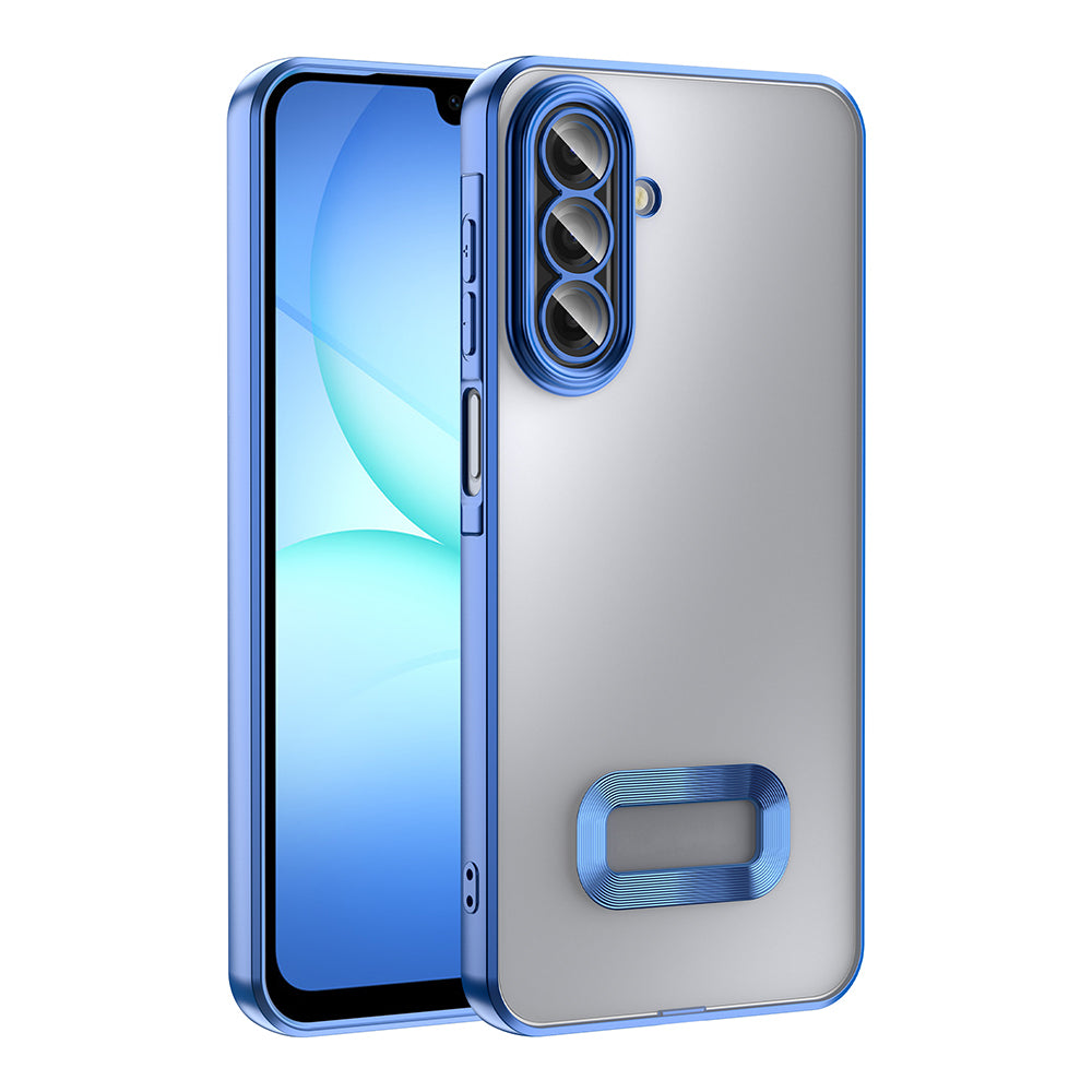 Galaxy A17 Kılıf Kamera Korumalı Logo Gösteren Zore Omega Kapak Mavi