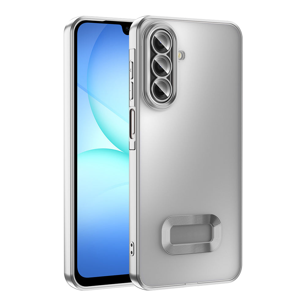 Galaxy A17 Kılıf Kamera Korumalı Logo Gösteren Zore Omega Kapak Gümüş