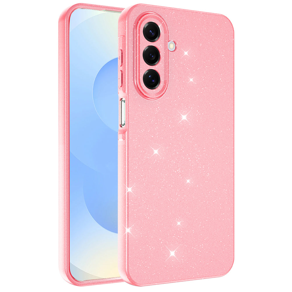 Galaxy A17 Kılıf Kamera Korumalı Simli Lüks Zore Koton Kapak Açık Pembe