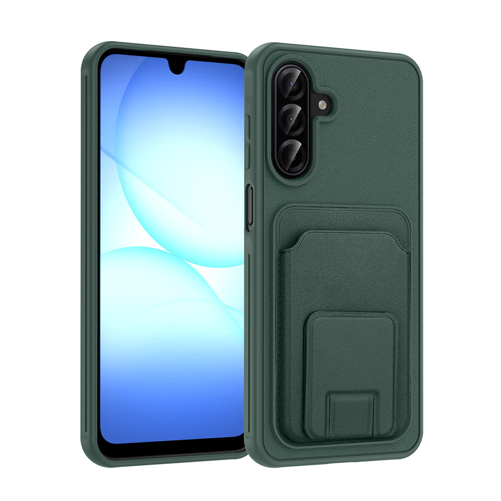 Galaxy A17 Kılıf Kartlıklı TPU Bikart Kapak Koyu Yeşil