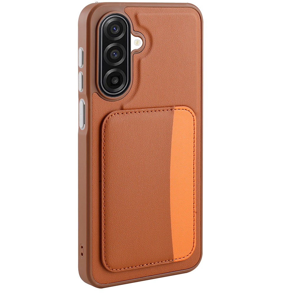 Galaxy A17 Kılıf Kartlıklı Zore X-Kart Silikon Kapak Kahverengi