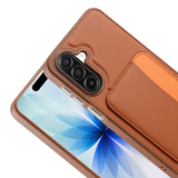 Galaxy A17 Kılıf Kartlıklı Zore X-Kart Silikon Kapak Kahverengi