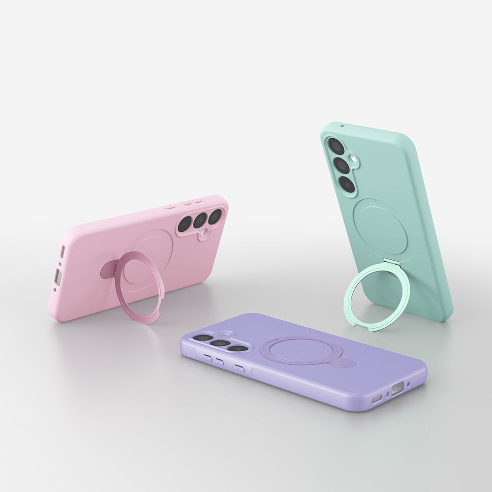 Galaxy A17 Kılıf M-safe Şarj Özellikli Standlı Zore Samara Kapak Titanyum-Gri