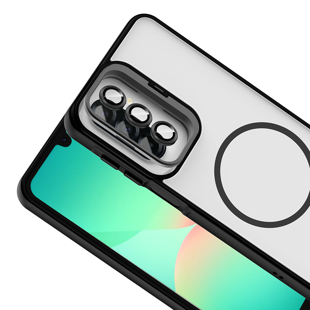Galaxy A17 Kılıf Standlı ve Kamera Lens Hediyeli Zore Etro Kapak Siyah