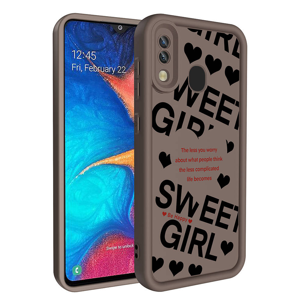 Galaxy A20 Kılıf Kamera Korumalı Baskılı Arka Yüzey Zore Klas Kapak Koyu Kahve