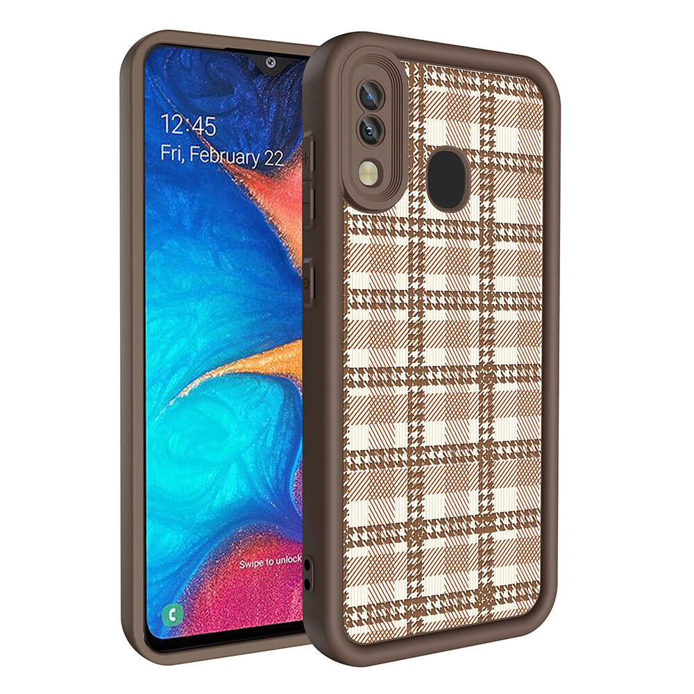 Galaxy A20 Kılıf Kamera Korumalı Baskılı Arka Yüzey Zore Klas Kapak Koyu Kahve