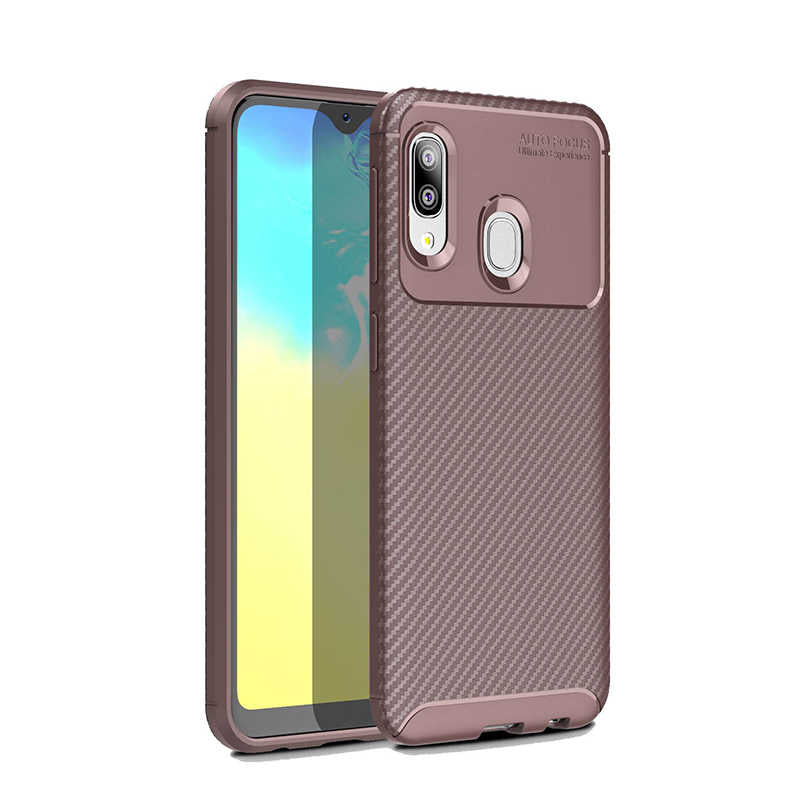 Galaxy A20E Kılıf Zore Negro Silikon Kapak Kahverengi