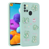 Galaxy A21S Kılıf Kabartma Figürlü Parlak Zore Toys Silikon Kapak Açık Yeşil