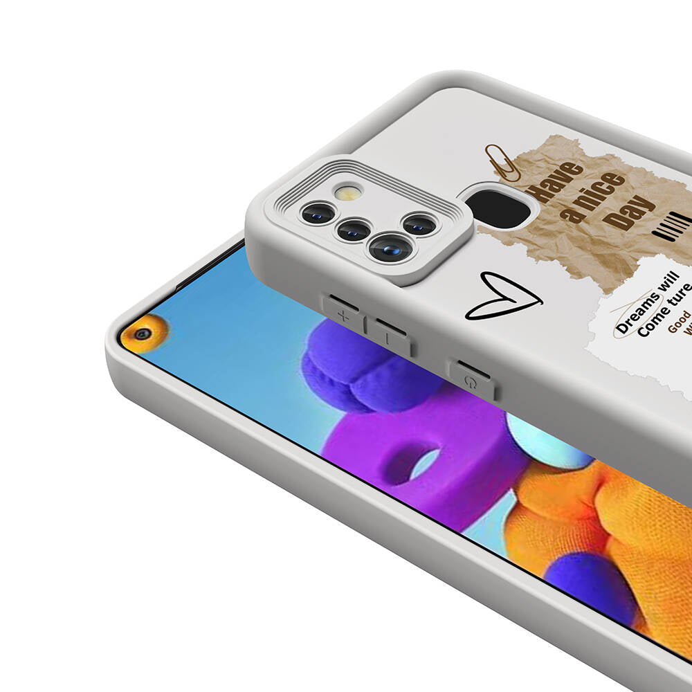 Galaxy A21S Kılıf Kamera Korumalı Baskılı Arka Yüzey Zore Klas Kapak Beyaz