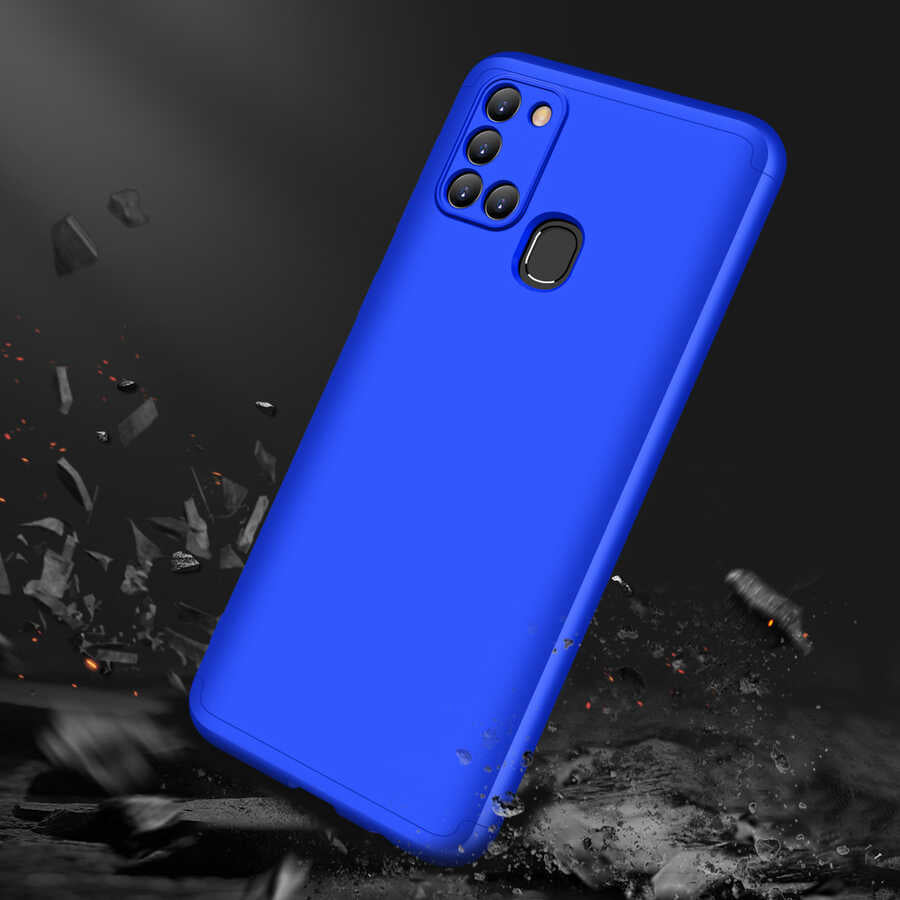 Galaxy A21S Kılıf Zore Ays Kapak Siyah-Mavi