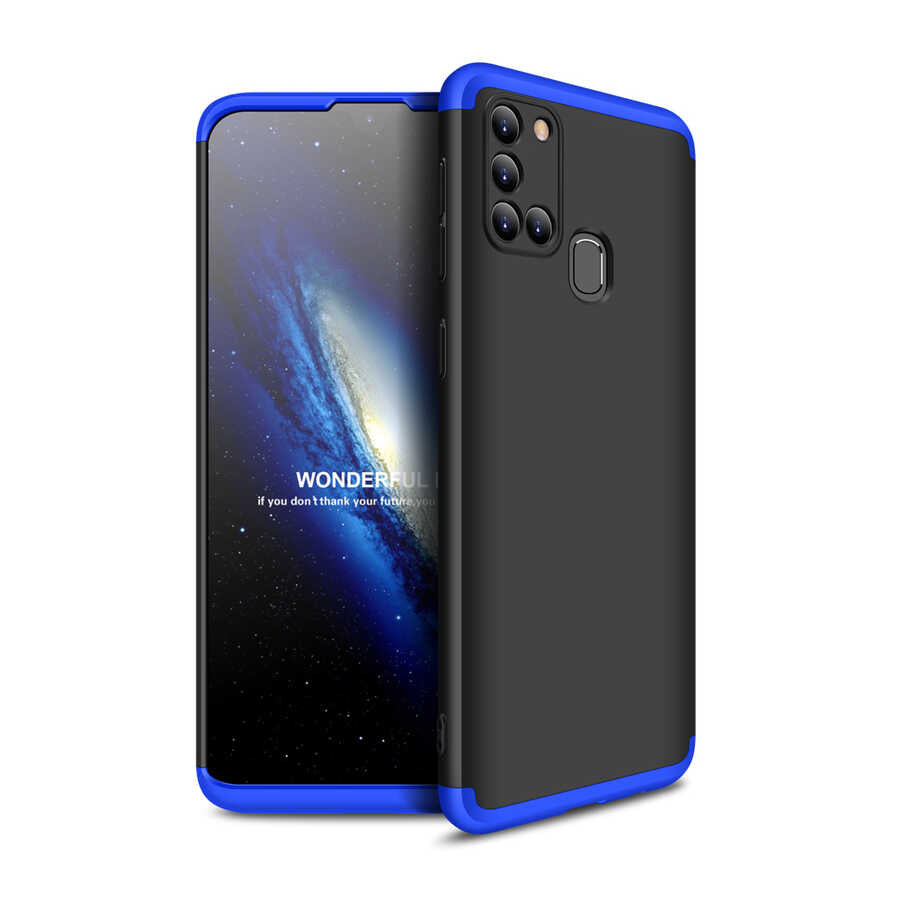 Galaxy A21S Kılıf Zore Ays Kapak Siyah-Mavi