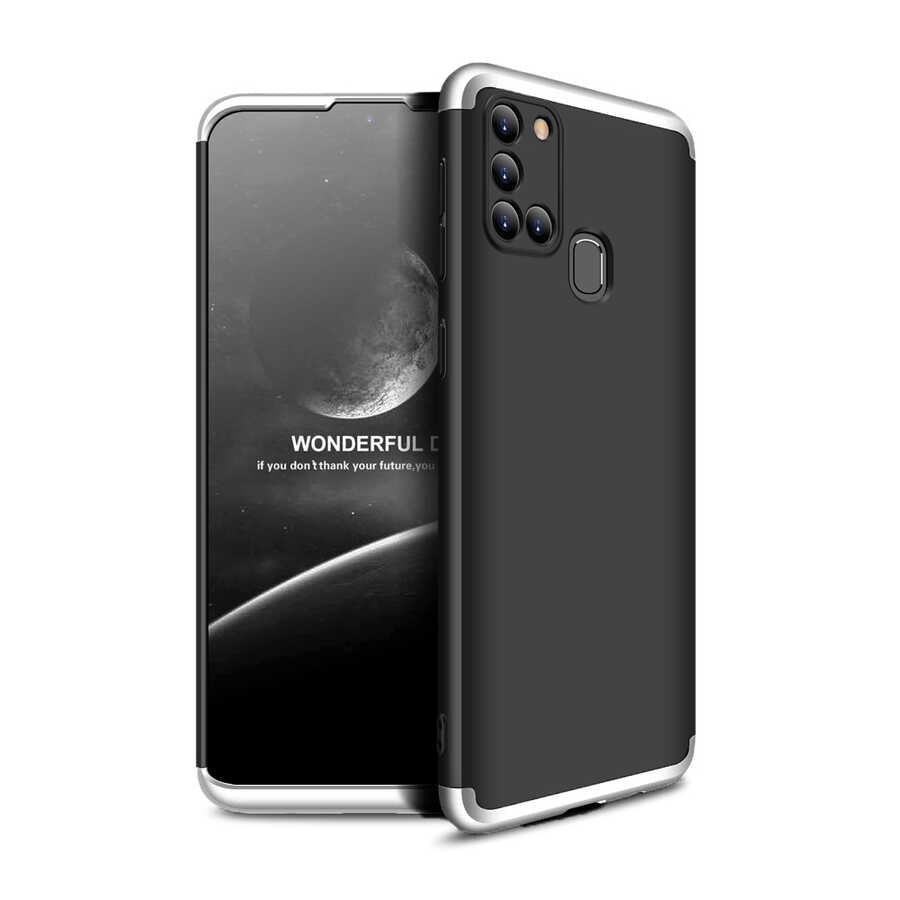 Galaxy A21S Kılıf Zore Ays Kapak Siyah-Gri