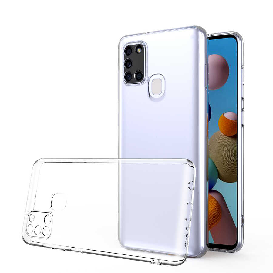Galaxy A21S Kılıf Zore Kamera Korumalı Süper Silikon Kapak Renksiz