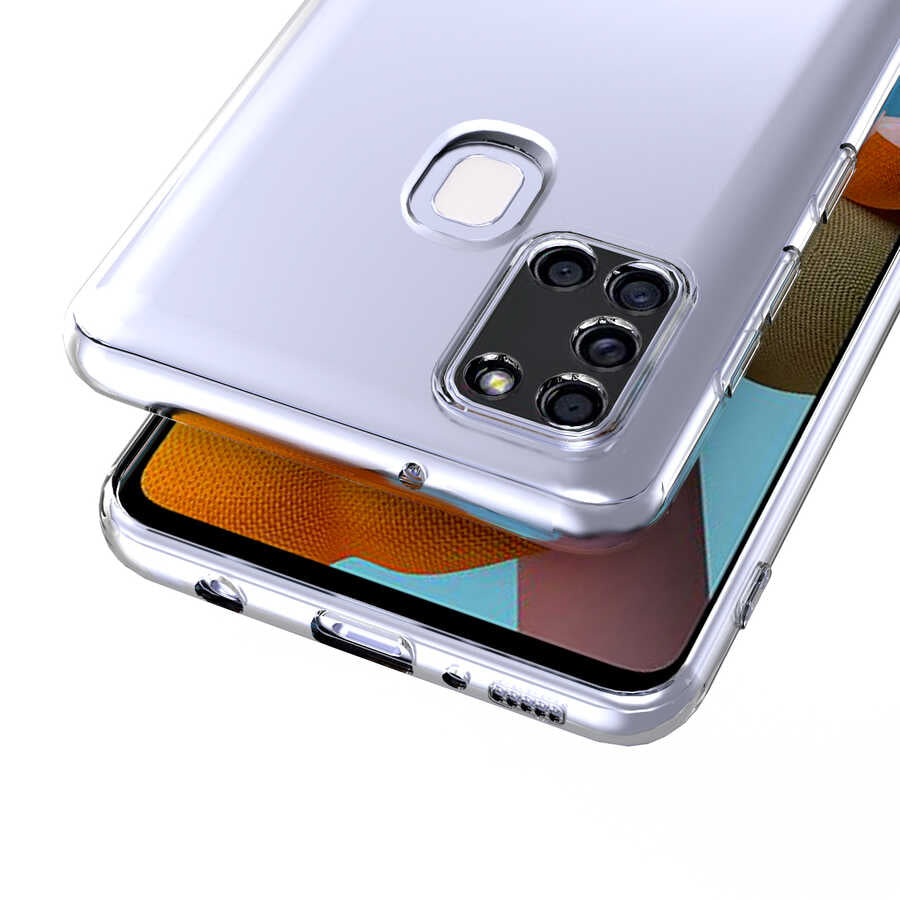 Galaxy A21S Kılıf Zore Kamera Korumalı Süper Silikon Kapak Renksiz