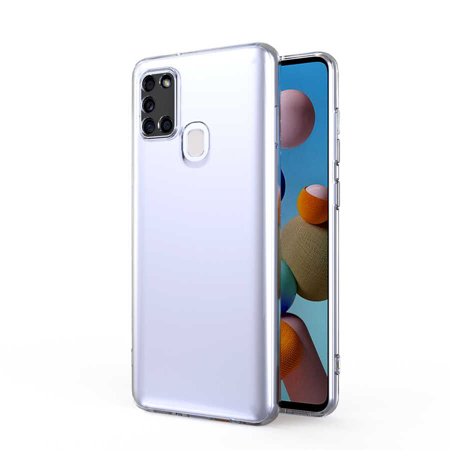 Galaxy A21S Kılıf Zore Kamera Korumalı Süper Silikon Kapak Renksiz