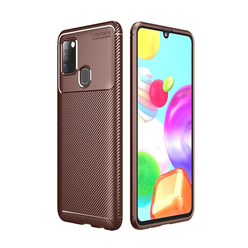Galaxy A21S Kılıf Zore Negro Silikon Kapak Kahverengi