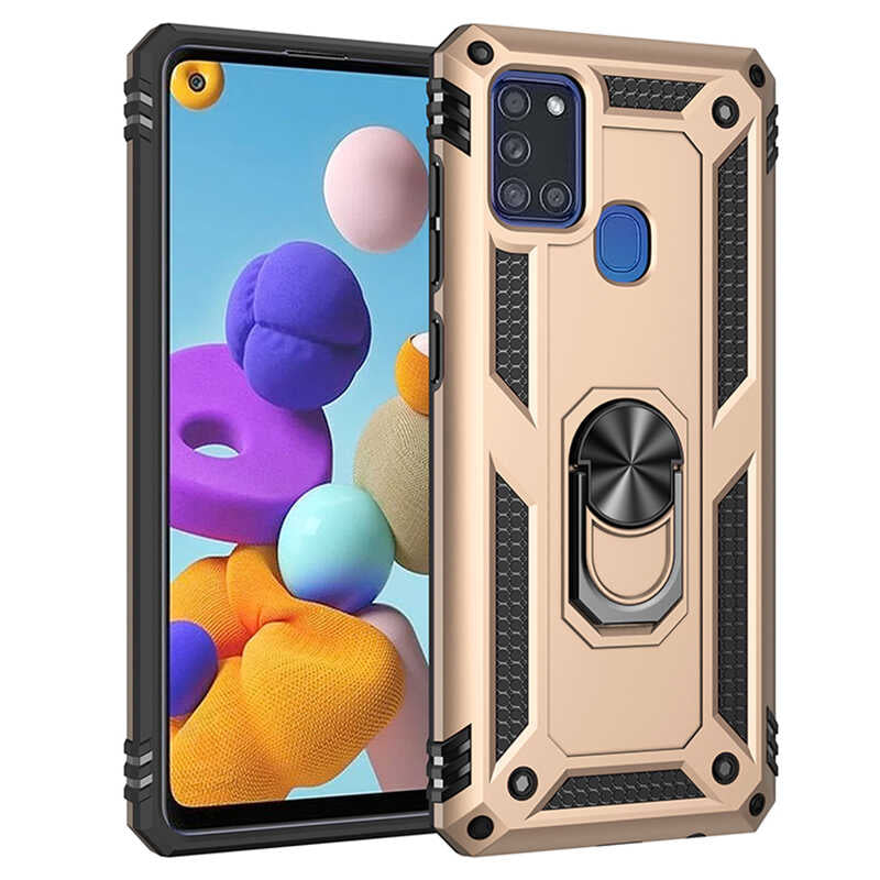 Galaxy A21S Kılıf Zore Vega Kapak Gold