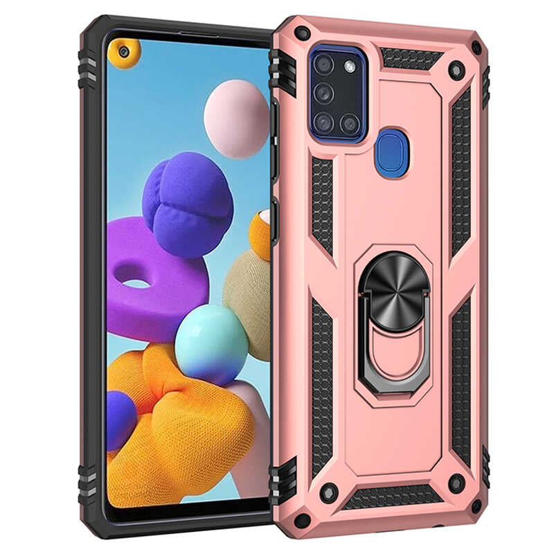Galaxy A21S Kılıf Zore Vega Kapak Rose Gold
