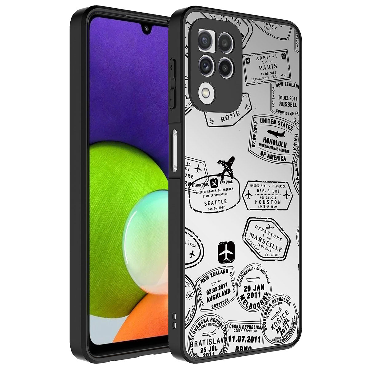 Galaxy A22 4G Kılıf Aynalı Desenli Kamera Korumalı Parlak Zore Mirror Kapak Kalp