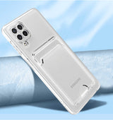 Galaxy A22 4G Kılıf Kartlıklı Şeffaf Zore Setra Clear Silikon Kapak Renksiz