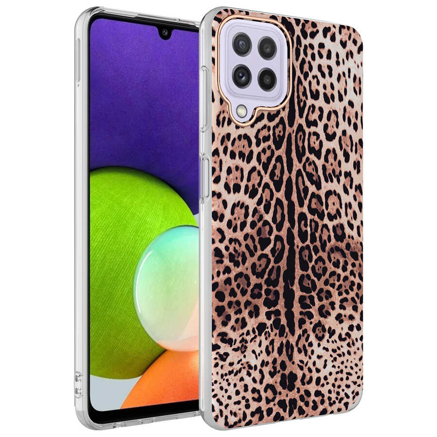 Galaxy A22 4G Kılıf Zore Bella Kapak Leopar