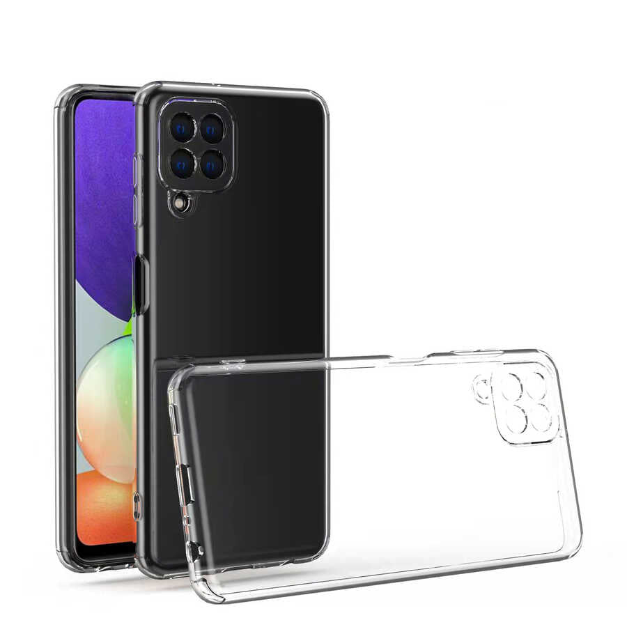 Galaxy A22 4G Kılıf Zore Kamera Korumalı Süper Silikon Kapak Renksiz