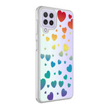Galaxy A22 4G Kılıf Zore M-Blue Desenli Kapak Heart No3
