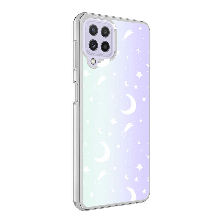 Galaxy A22 4G Kılıf Zore M-Blue Desenli Kapak Moon No4