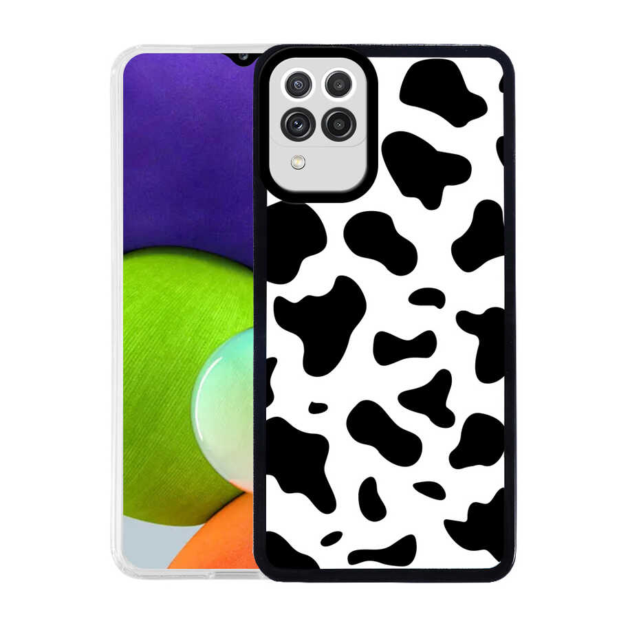 Galaxy A22 4G Kılıf Zore M-Fit Desenli Kapak Cow No1