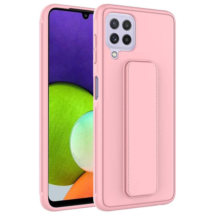 Galaxy A22 4G Kılıf Zore Qstand Kapak Pembe