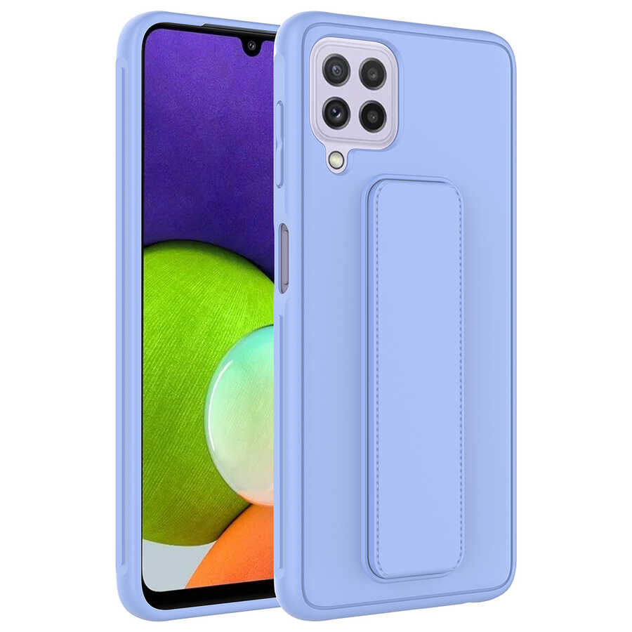Galaxy A22 4G Kılıf Zore Qstand Kapak Lila