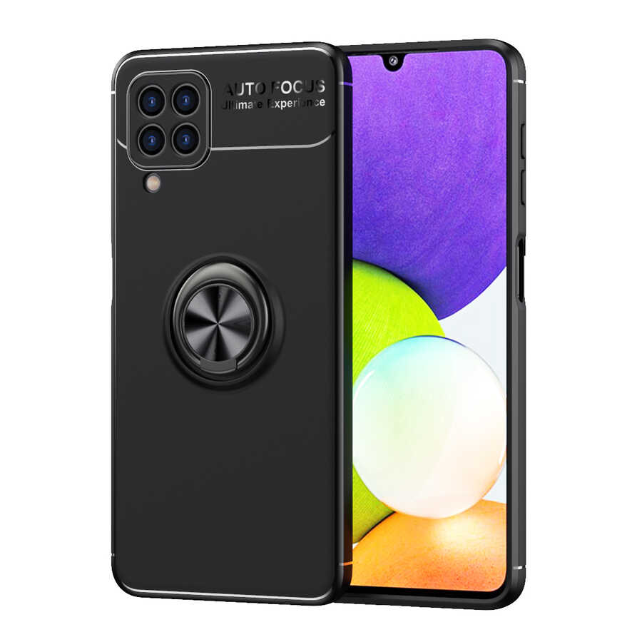 Galaxy A22 4G Kılıf Zore Ravel Silikon Kapak Siyah