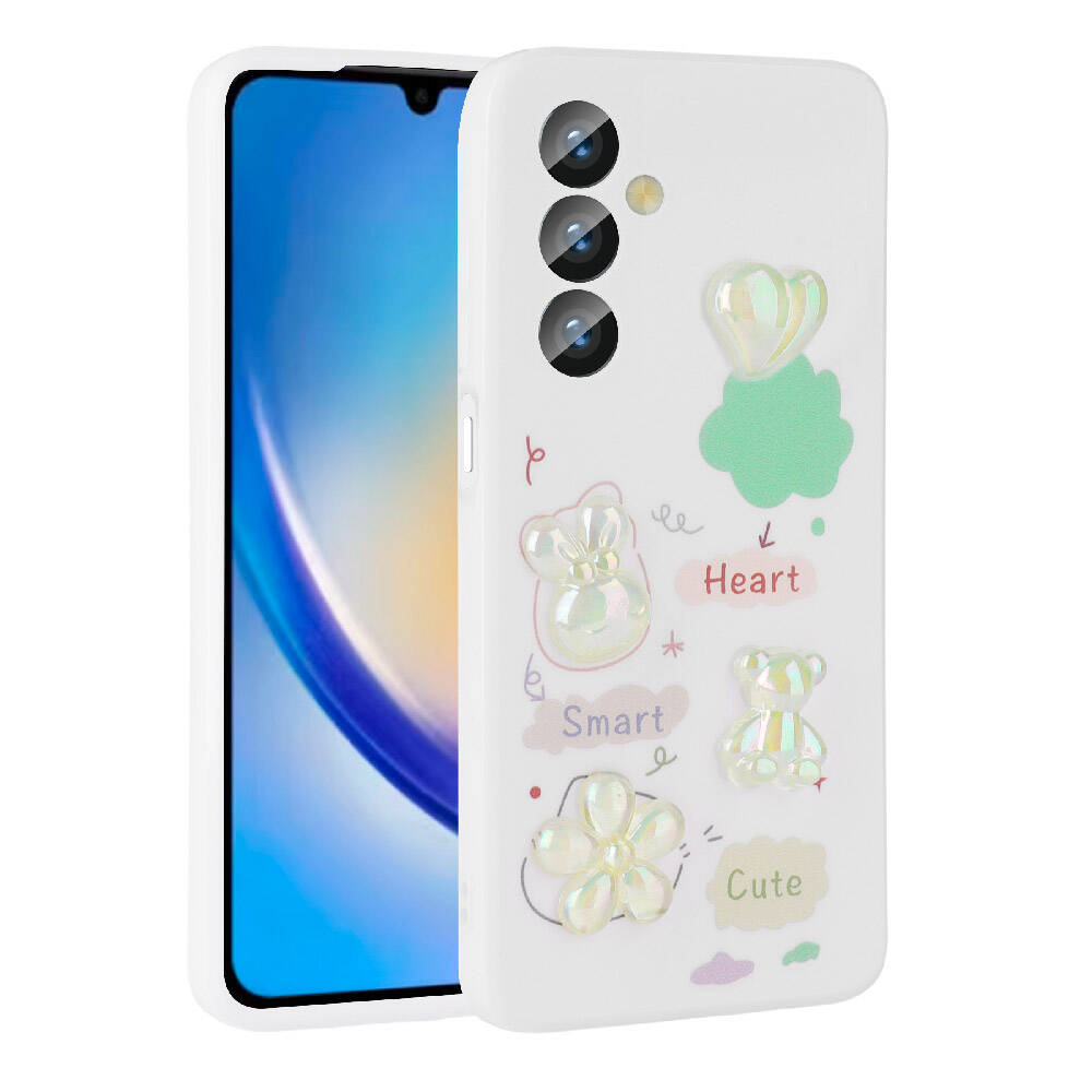 Galaxy A23 4G Kılıf Kabartma Figürlü Parlak Zore Toys Silikon Kapak Mor