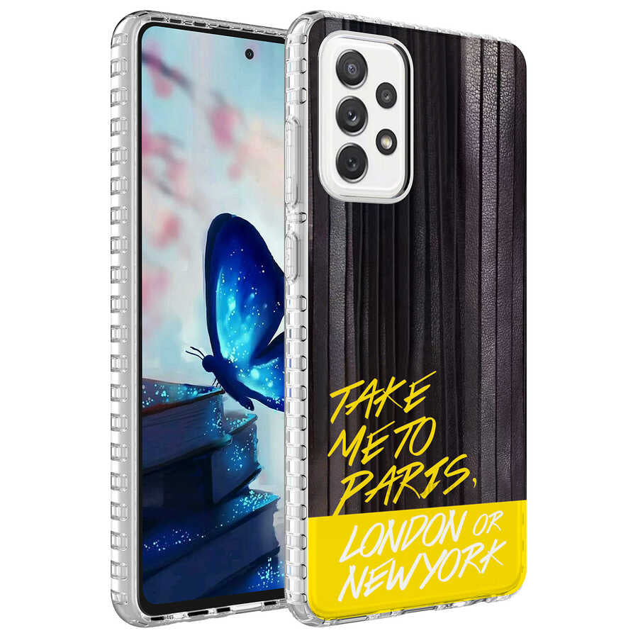 Galaxy A23 Kılıf Airbag Kenarlı Renkli Desenli Silikon Zore Elegans Kapak NO3
