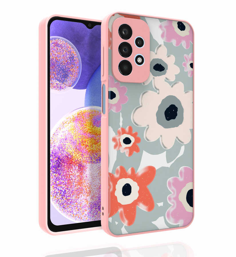 Galaxy A23 Kılıf Desenli Kamera Korumalı Parlak Zore Nora Kapak NO5