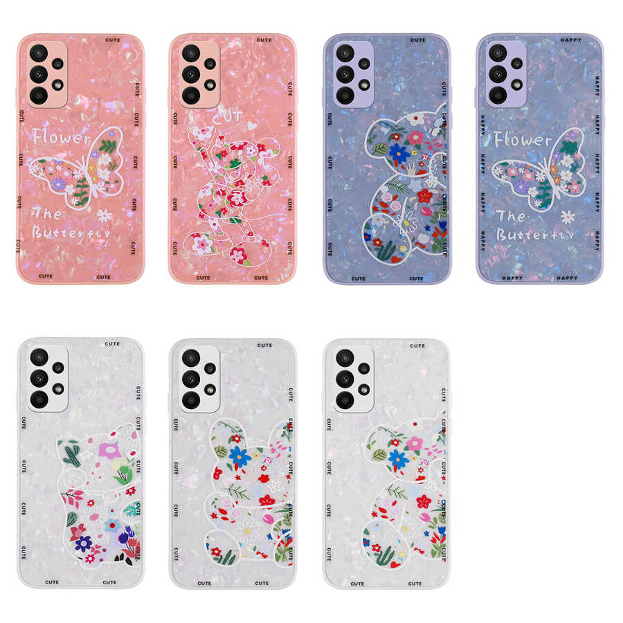 Galaxy A23 Kılıf Desenli Sert Silikon Zore Mumila Kapak Pink Mouse