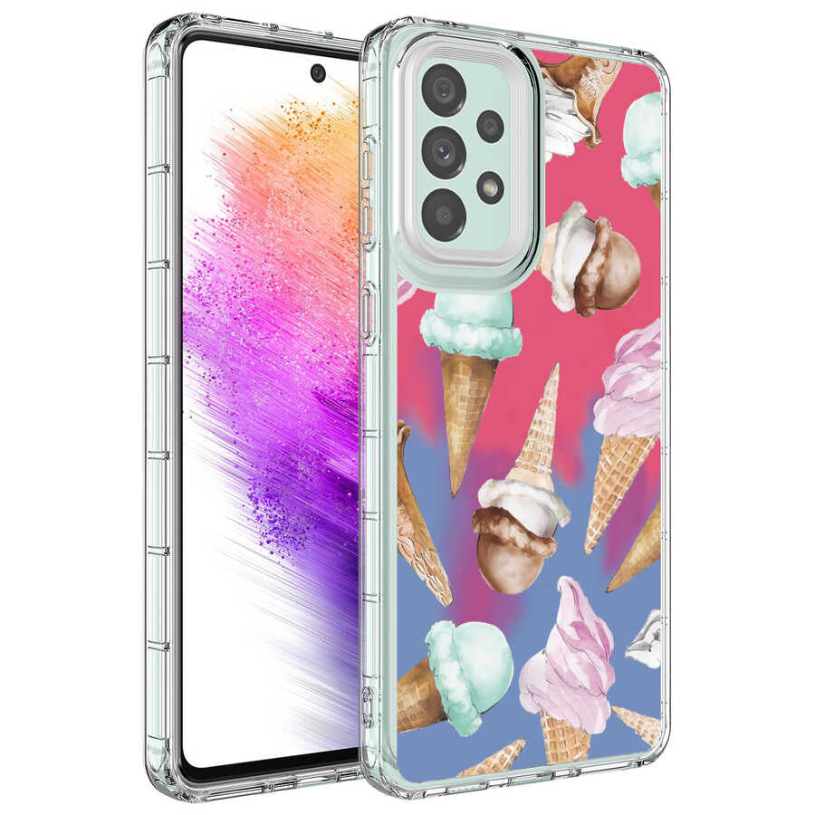 Galaxy A23 Kılıf Kamera Korumalı Renkli Desenli Sert Silikon Zore Korn Kapak NO9