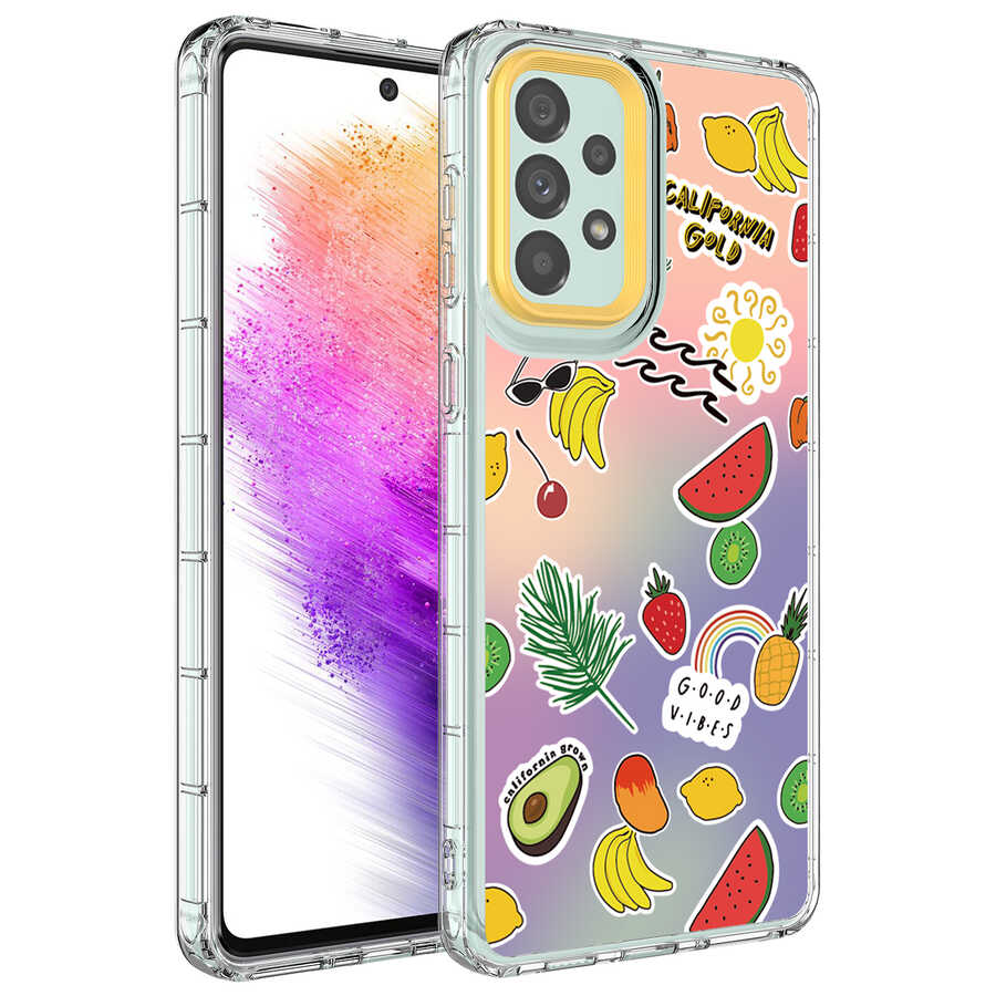 Galaxy A23 Kılıf Kamera Korumalı Renkli Desenli Sert Silikon Zore Korn Kapak NO4