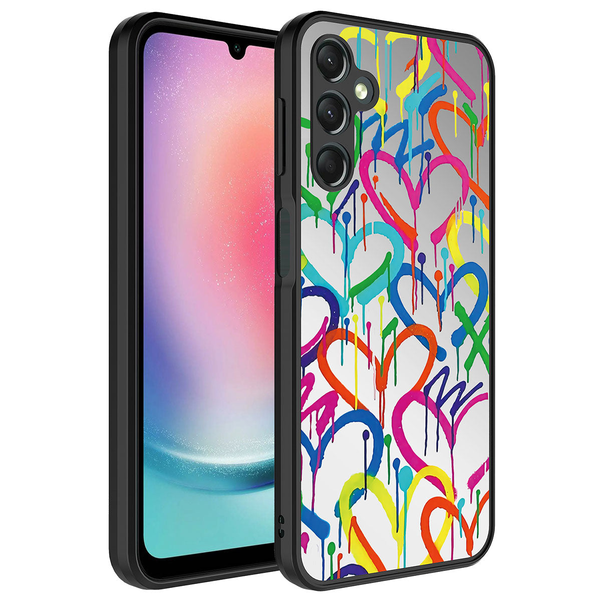 Galaxy A24 Kılıf Aynalı Desenli Kamera Korumalı Parlak Zore Mirror Kapak Kalp