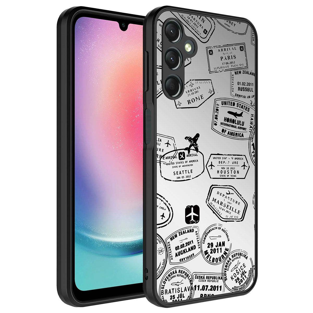 Galaxy A24 Kılıf Aynalı Desenli Kamera Korumalı Parlak Zore Mirror Kapak Seyahat