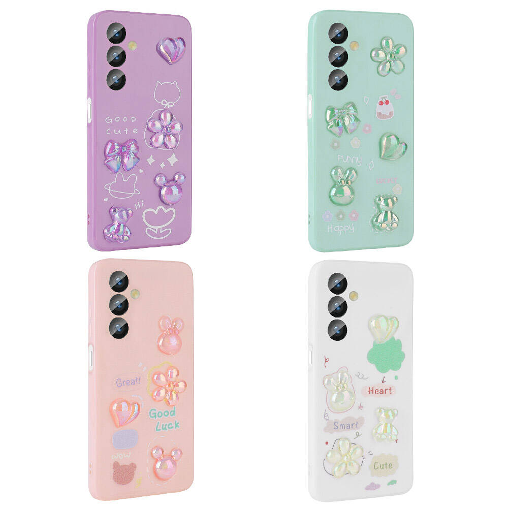 Galaxy A24 Kılıf Kabartma Figürlü Parlak Zore Toys Silikon Kapak Açık Yeşil